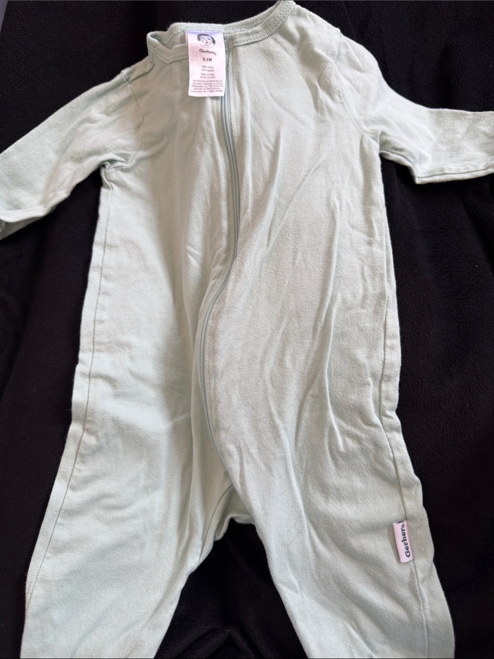 Gerber Mint Green Zippered Baby One-Piece Footie